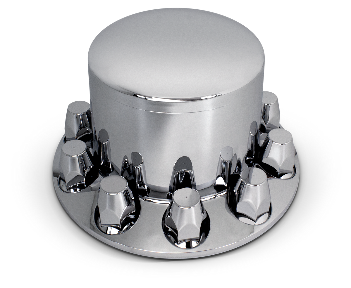 Complete Chrome Axle Cover Kit with 1-1/2 Lug Nut Covers SET ROUND PUSH