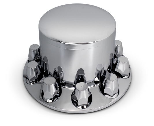 Complete Chrome Axle Cover Kit with Standard Lug Nut Covers SET ROUND PUSH