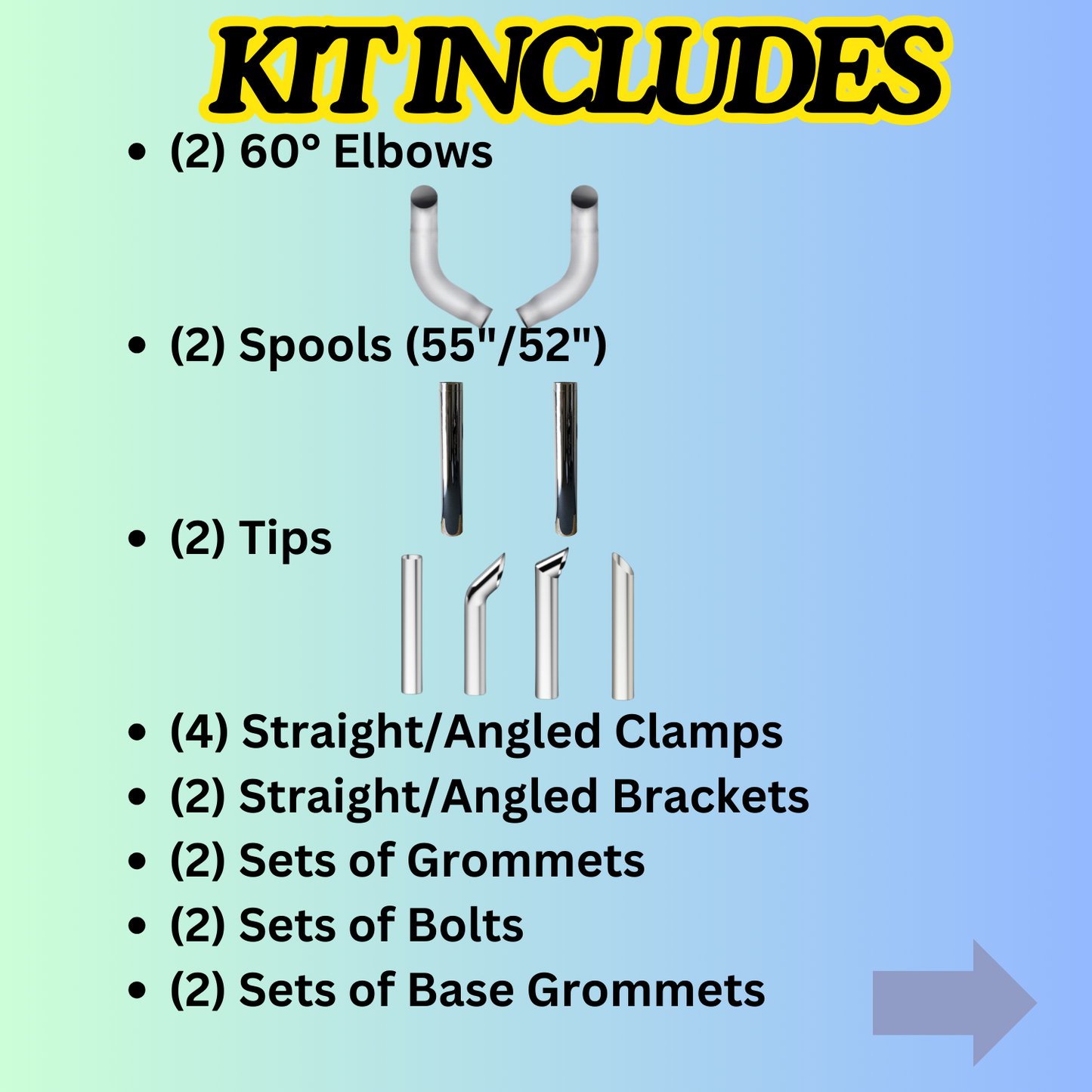 Peterbilt 60° Elbow Exhaust Set