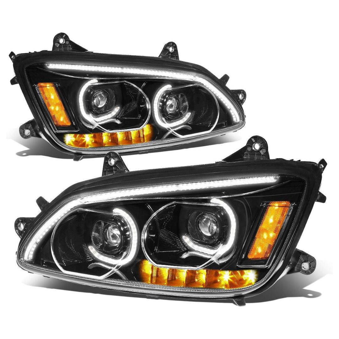 Kenworth T660 LED Projector DRL Headlights in Black