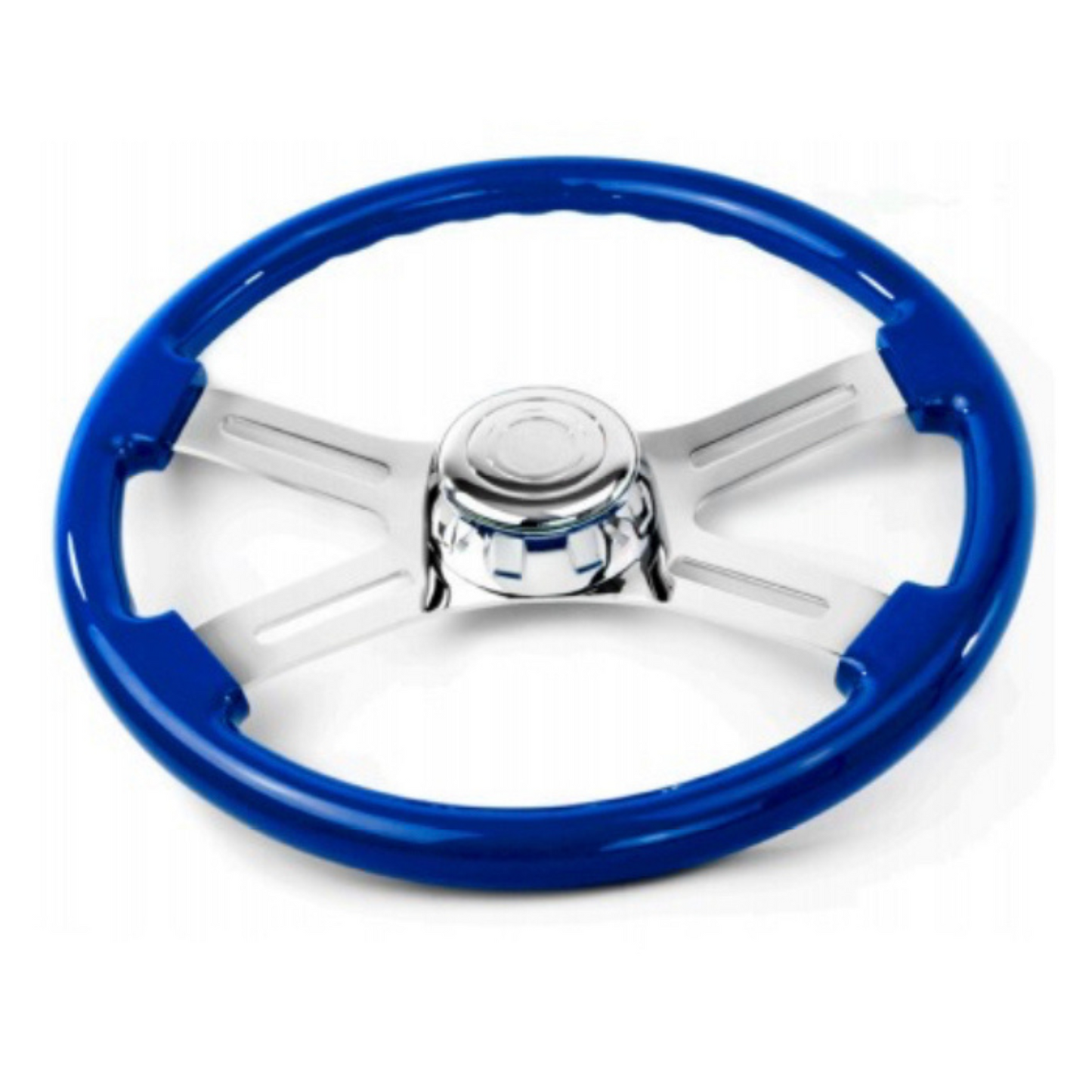 18" Blue Mahogany 4-Spoke Steering Wheel + Hub Kit