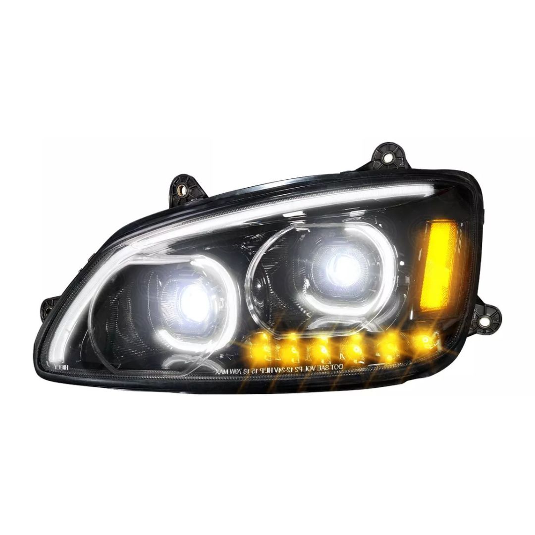 Kenworth T660 LED Projector DRL Headlights in Black