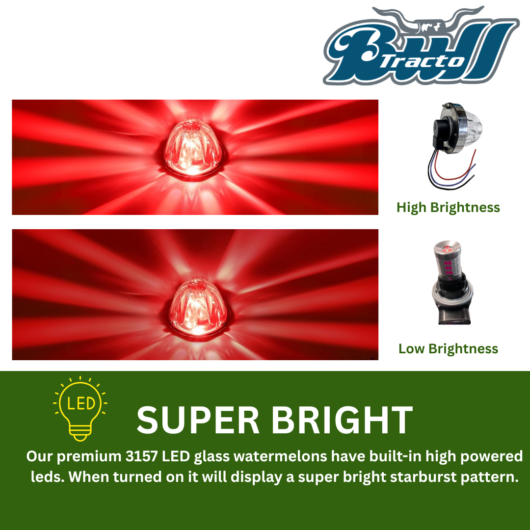 3157 Glass Watermelon white lens, with included LED bulb Red Single color