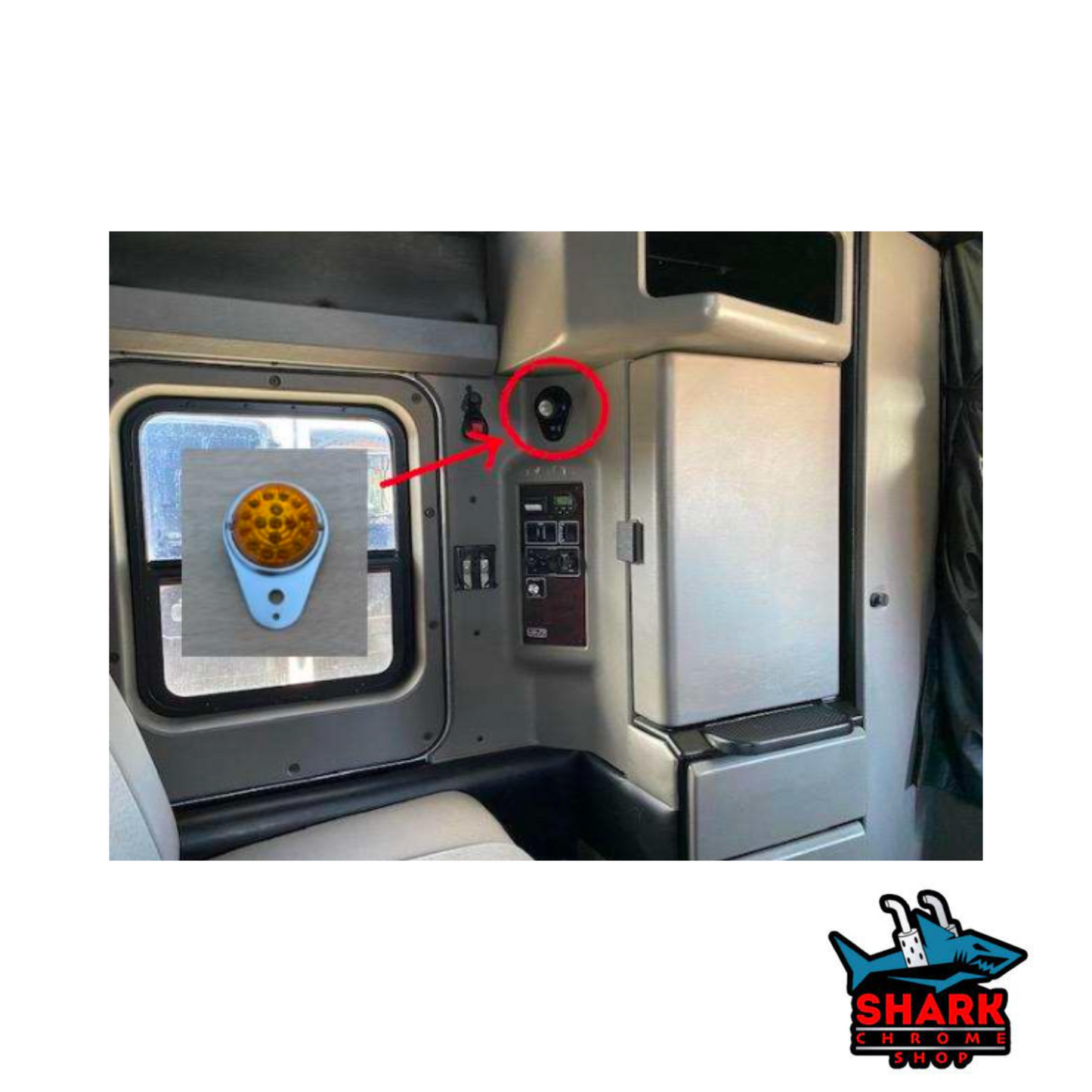 Stainless Kenworth Teardrop Style Interior Dome Light Plate for Watermelon Light (TOGGLE SWITCH HOLE)