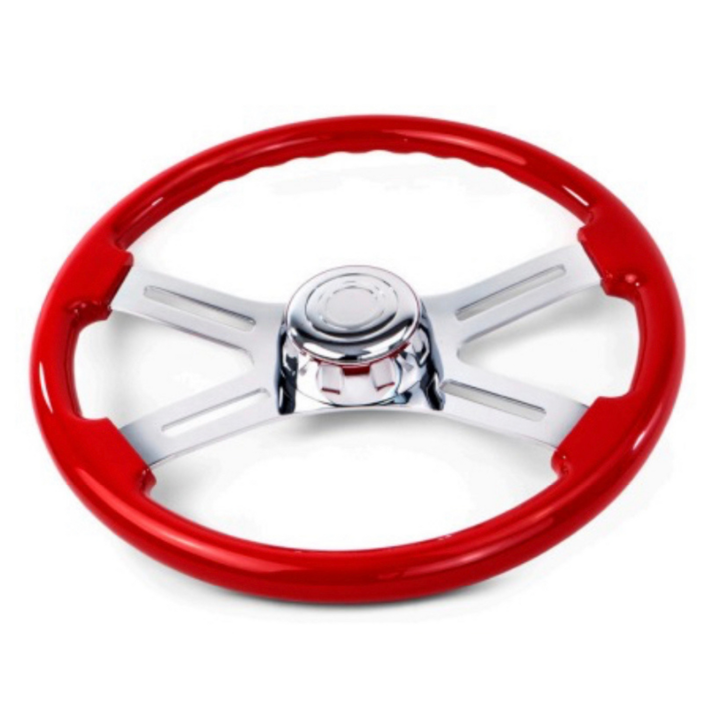 18" Red Mahogany 4-Spoke Steering Wheel + Hub Kit