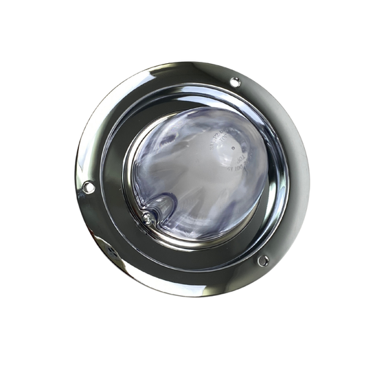 PLASTIC WATERMELON LENS,CLEAR LENS ,AMBER LED WITH CHROME BASE 12V