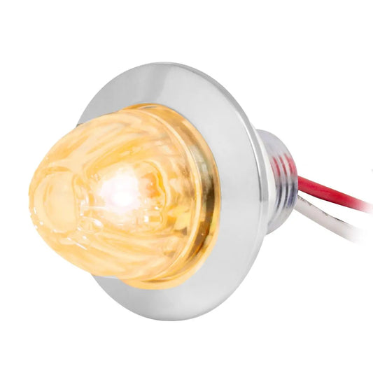 1″ Mini Push/Screw Watermelon LED Light with Chrome Plastic Bezel AMBER/CLEAR
