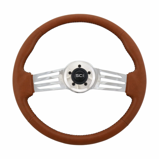 18" Italian Sky Vinyl 2-Spoke Steering Wheel - 5 Bolt Pattern *FINAL SALE ITEM*