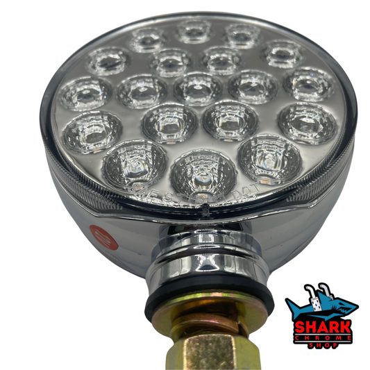 Dual Revolution LED CLEAR LENS,AMBER/RED+PURPLE/PURPLE/plastic chrome housing