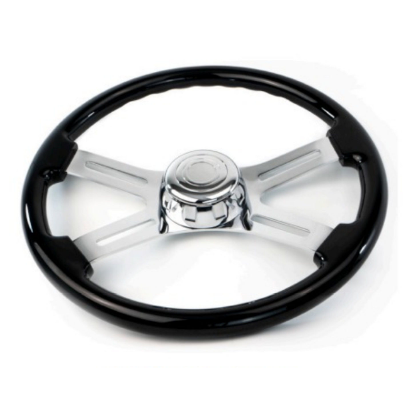 18" Black Mahogany 4-Spoke Steering Wheel + Hub Kit