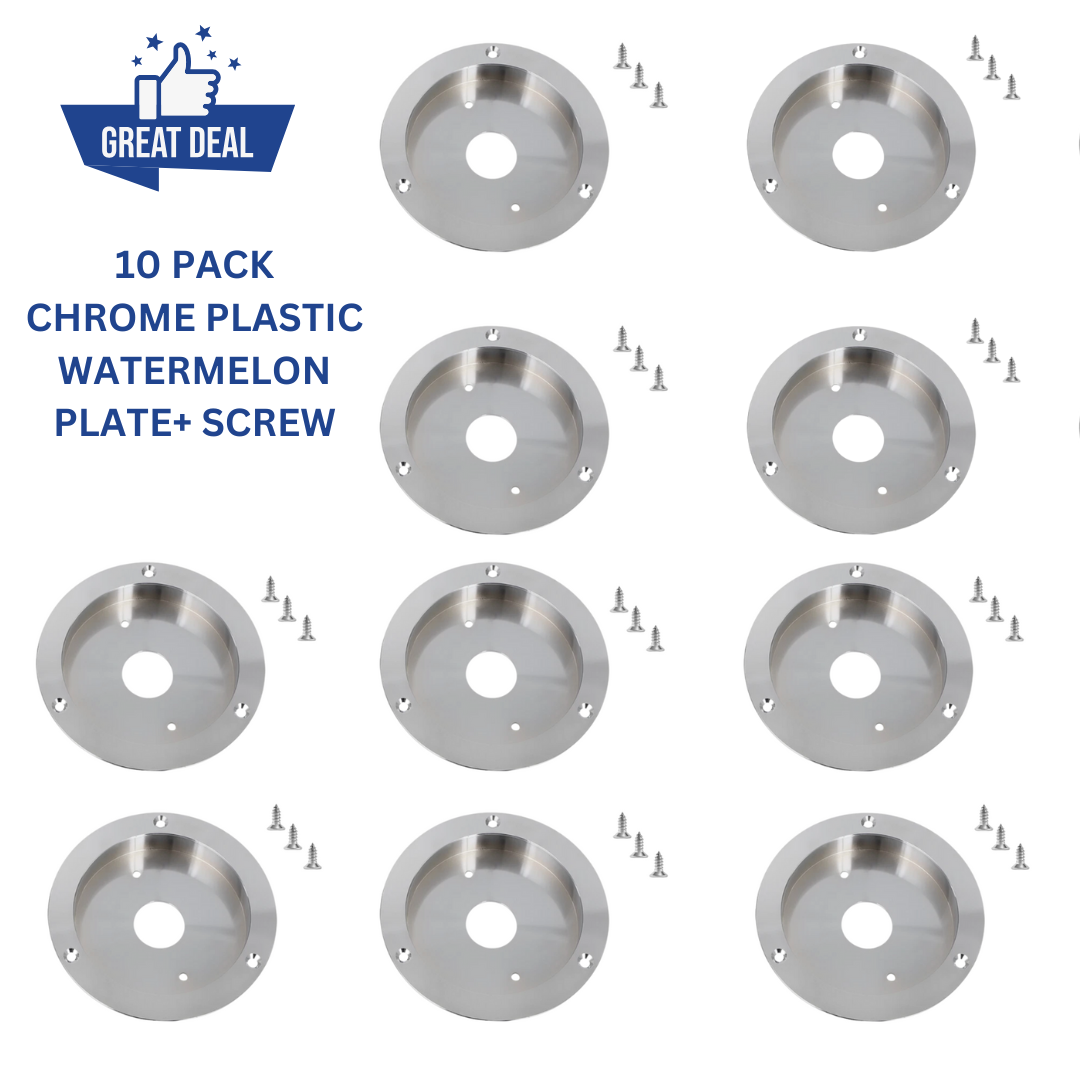 10 PACK CHROME PLASTIC WATERMELON PLATE BASE + SCREWS 10x20