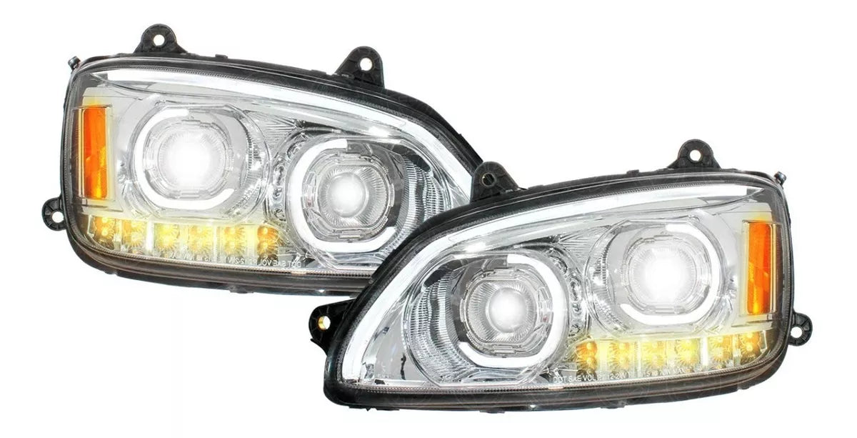 Kenworth T660 LED Projector DRL Headlights In Chrome