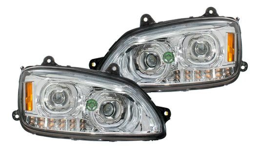 Kenworth T660 LED Projector DRL Headlights In Chrome