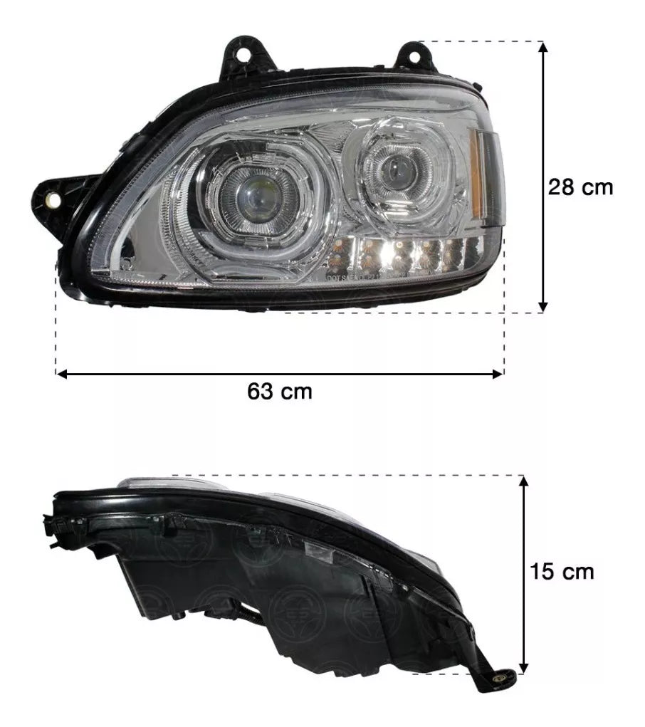 Kenworth T660 LED Projector DRL Headlights In Chrome