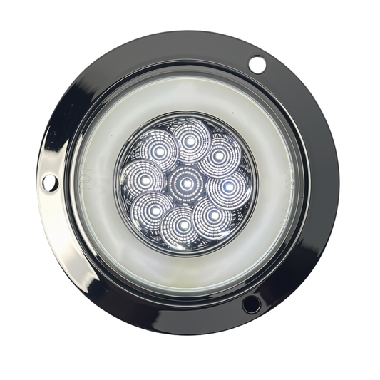 4" Flange- Mounted GLO Turn Signal LED Light (CLEAR/WHITE) With Connector