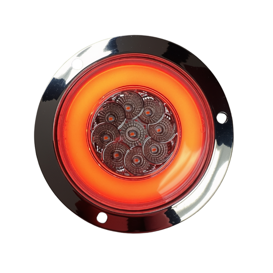 4" Flange- Mounted GLO Turn Signal LED Light (Clear/Red) With Connector