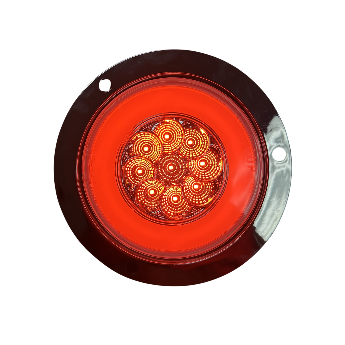 4" Flange- Mounted GLO Turn Signal LED Light (Clear/Red) With Connector