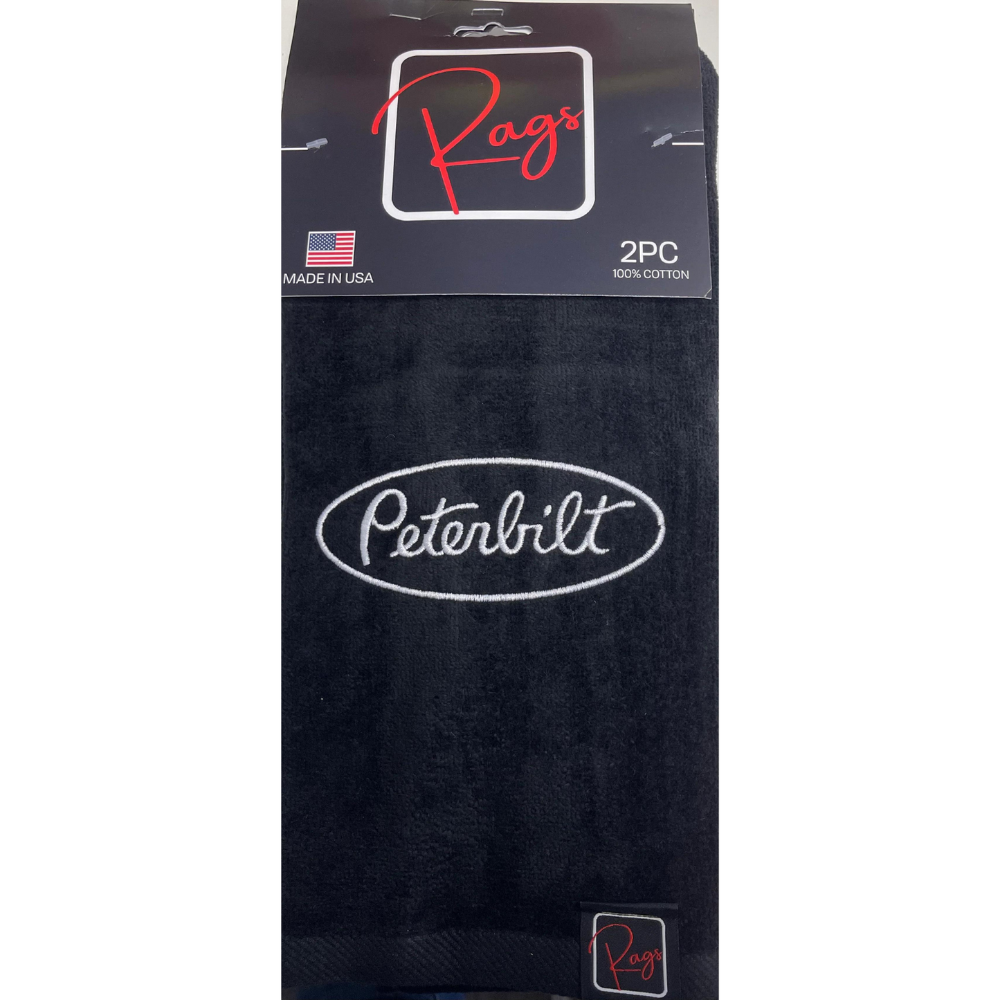 2 PC Peterbilt Custom Rag with Black Patch Logo