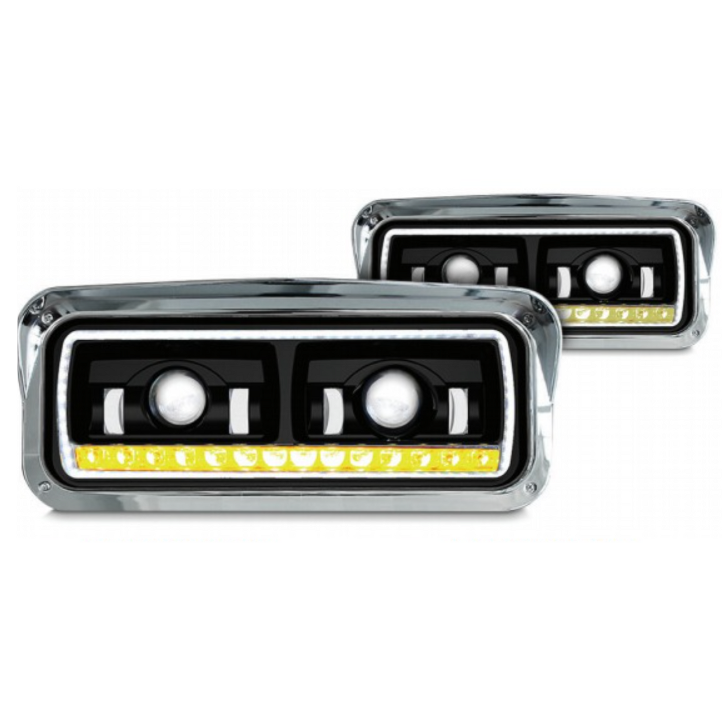 Universal LED Projector Headlight Assembly Black With Halo & Housing Bucket