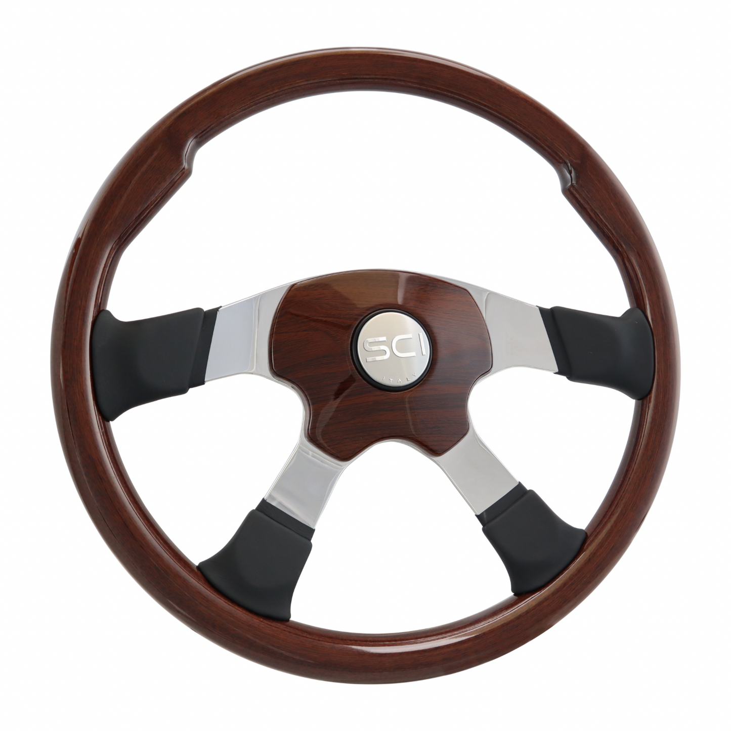 18" Mahogany Rim- 4-Spoke Steering Wheel - 5 Bolt Pattern *FINAL SALE ITEM*