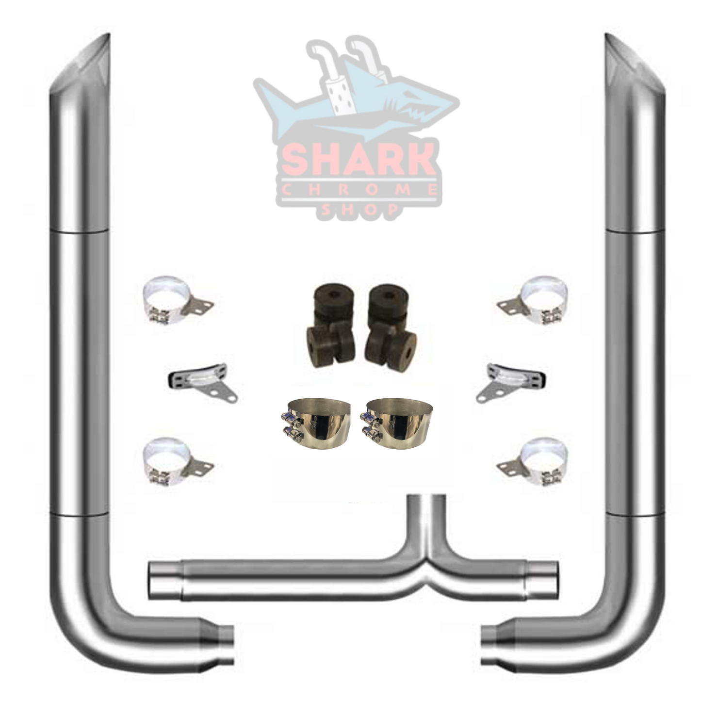 Peterbilt Exhaust Kit with Long 90S & Chrome Tapered Y-Pipe 6"