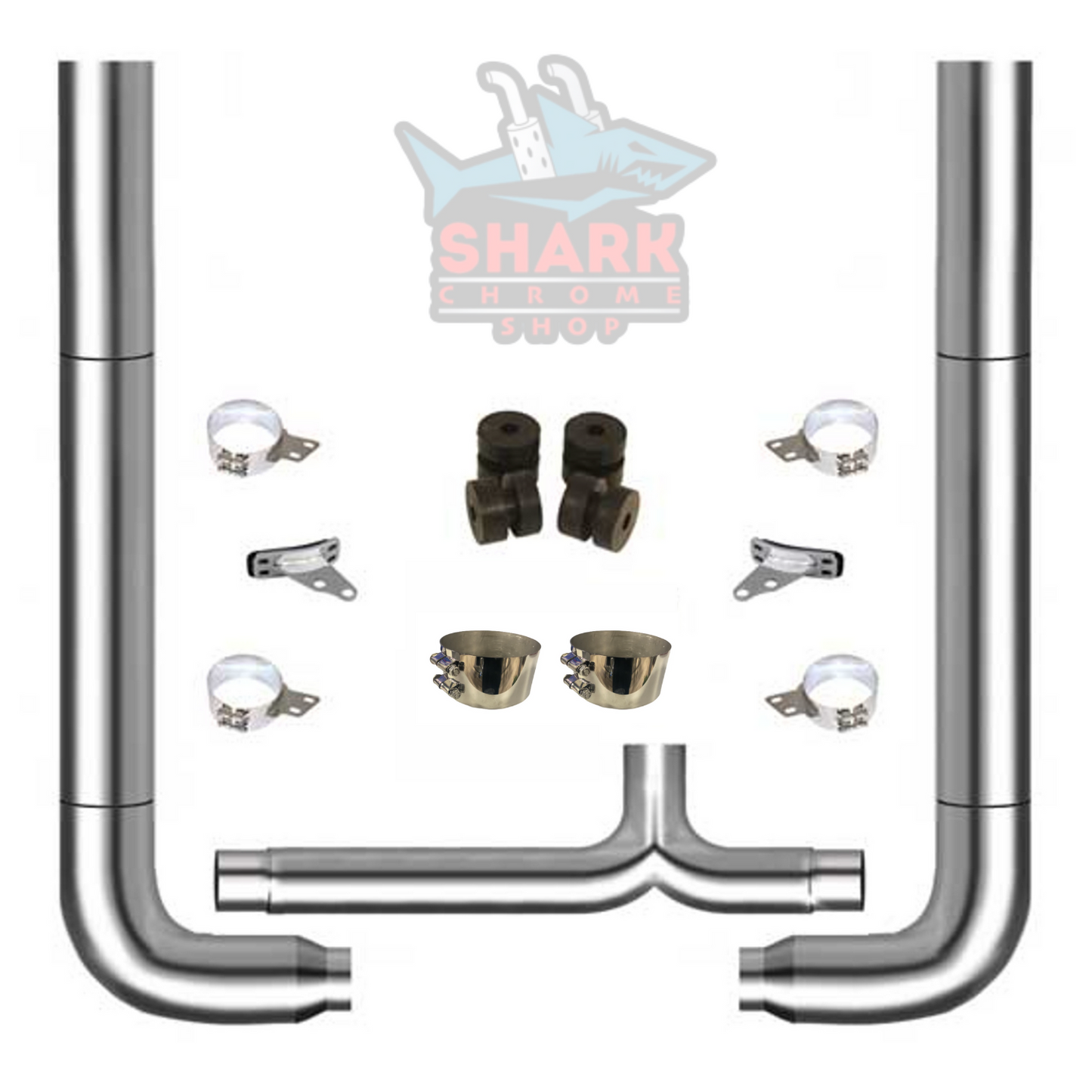 Peterbilt Exhaust Kit with Long 90S & Chrome Tapered Y-Pipe 6"