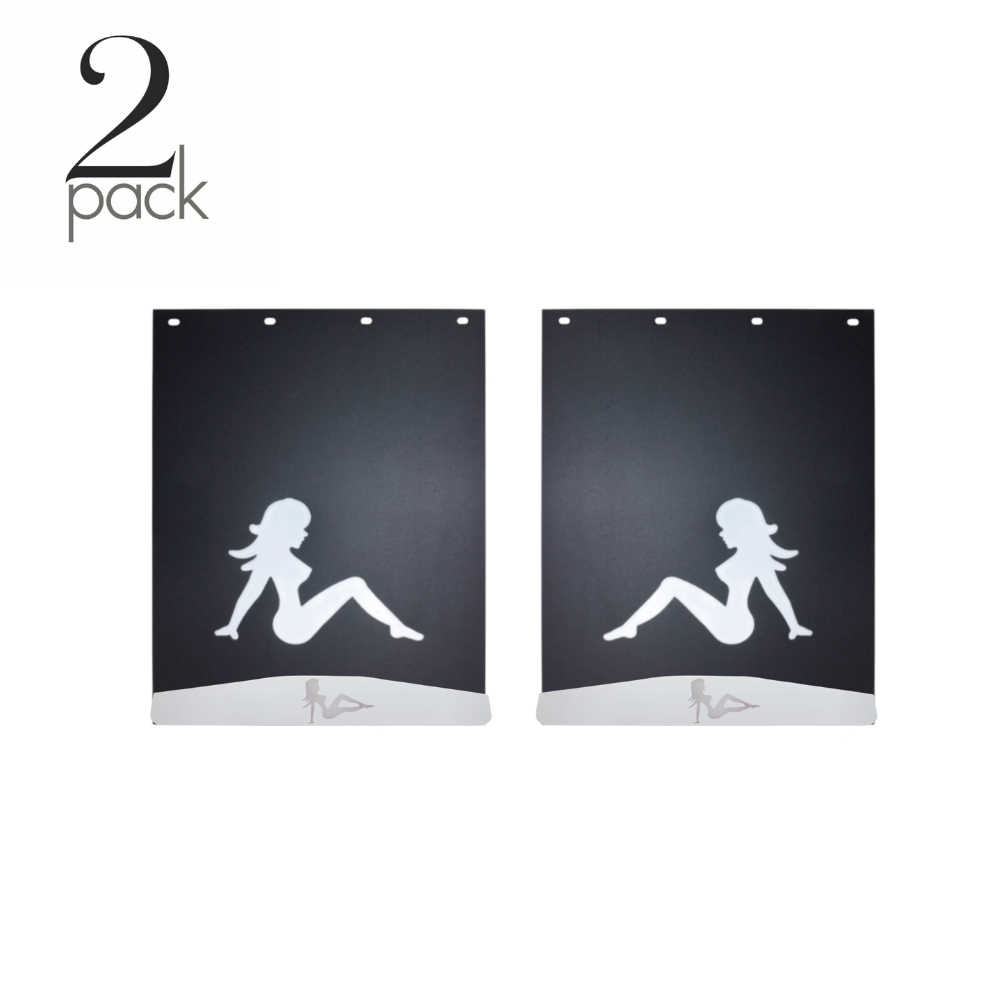 Sitting Lady Set of Mudflaps 24"x34" with Set of Mudflap Weights