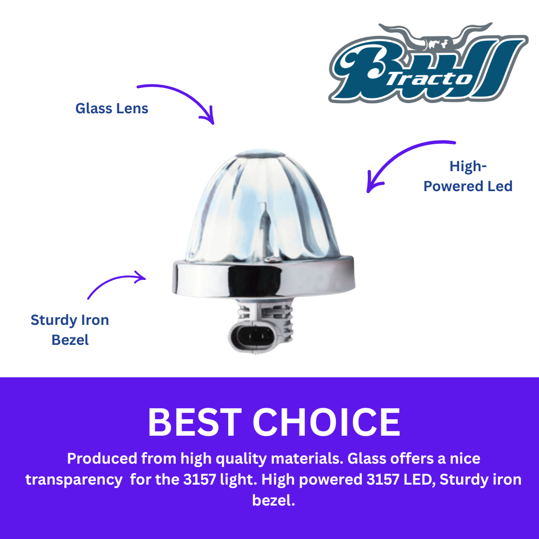 Glass Watermelon white lens,H11 LED bulb Amber,Single color,base metal chrome