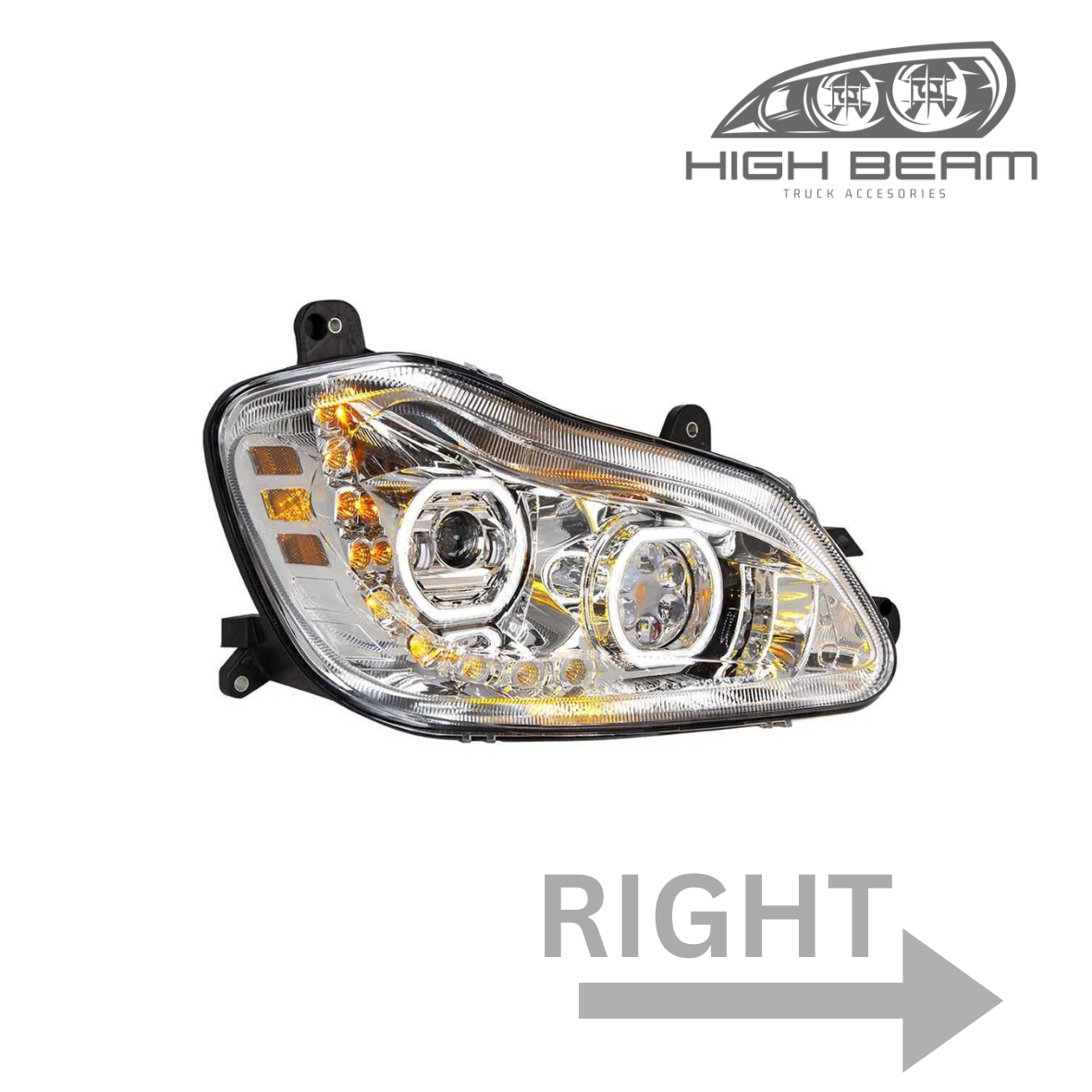 Kenworth T680 Headlight Full LED 2013-2021,Available in Chrome or Black Housing