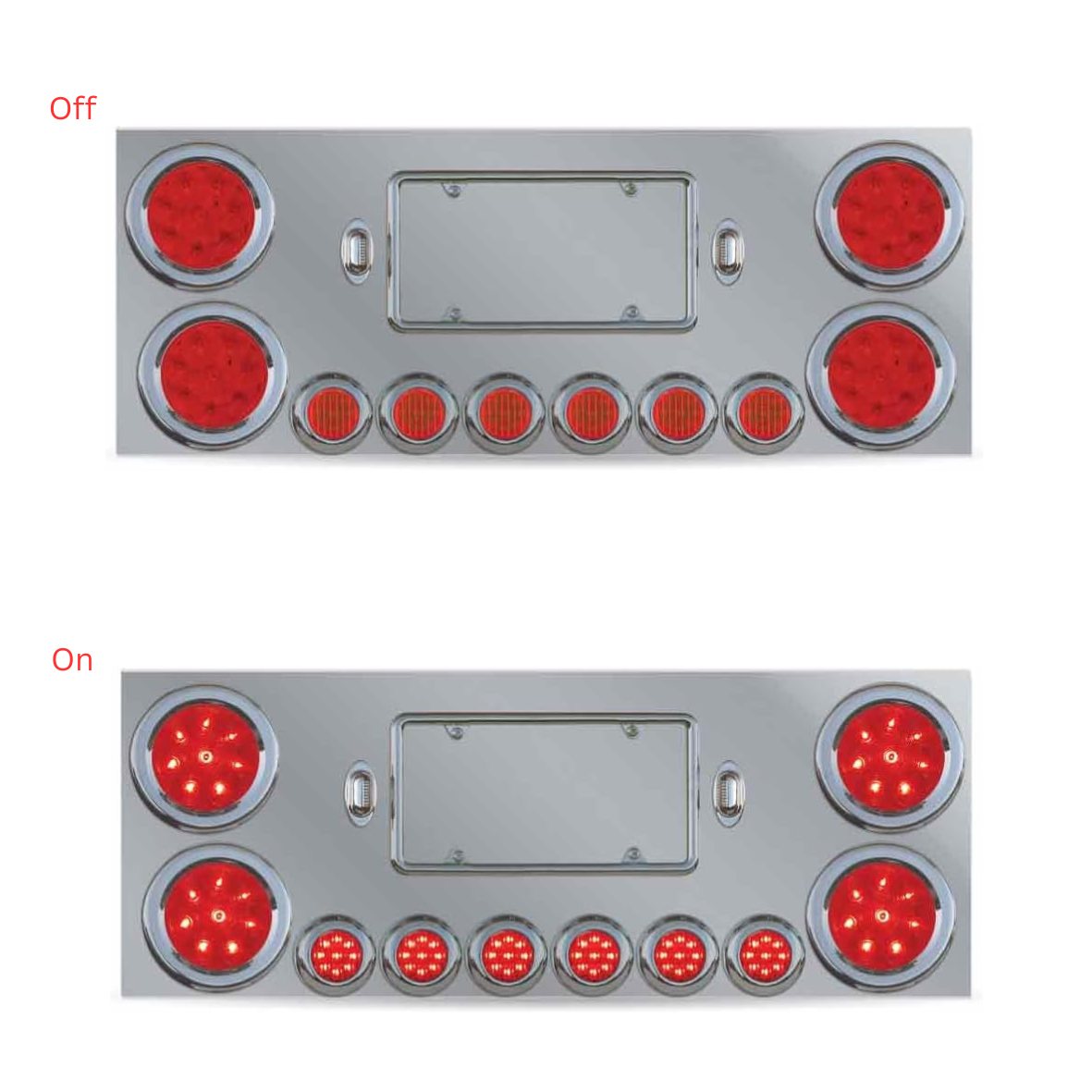 Stainless steel rear center panel with light included & license plate
