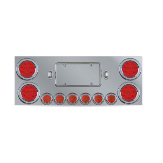 Stainless steel rear center panel with light included & license plate