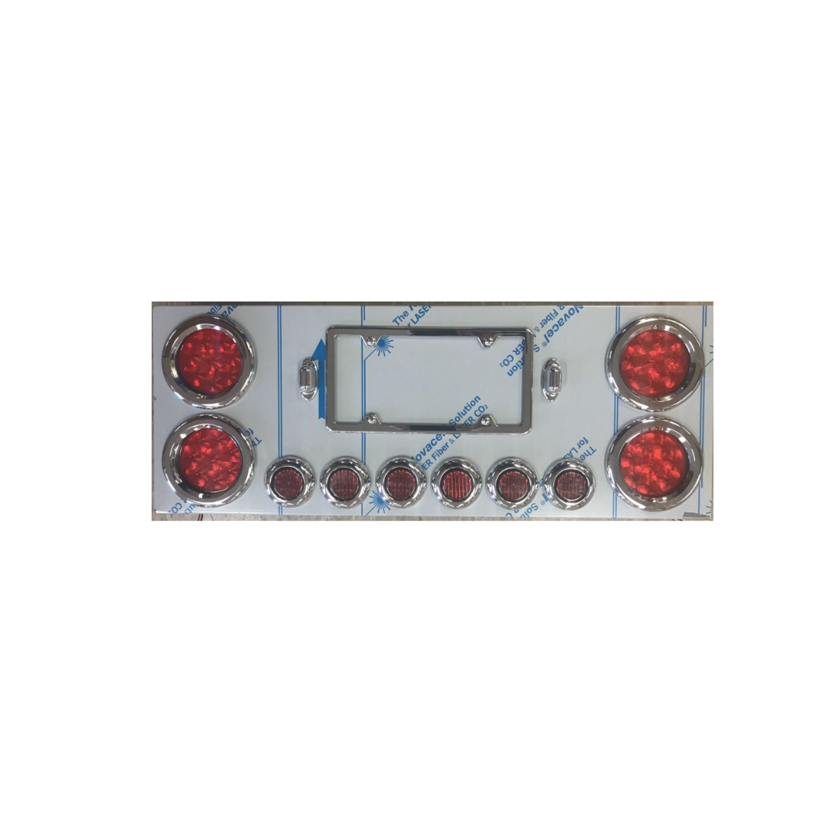 Stainless steel rear center panel with light included & license plate