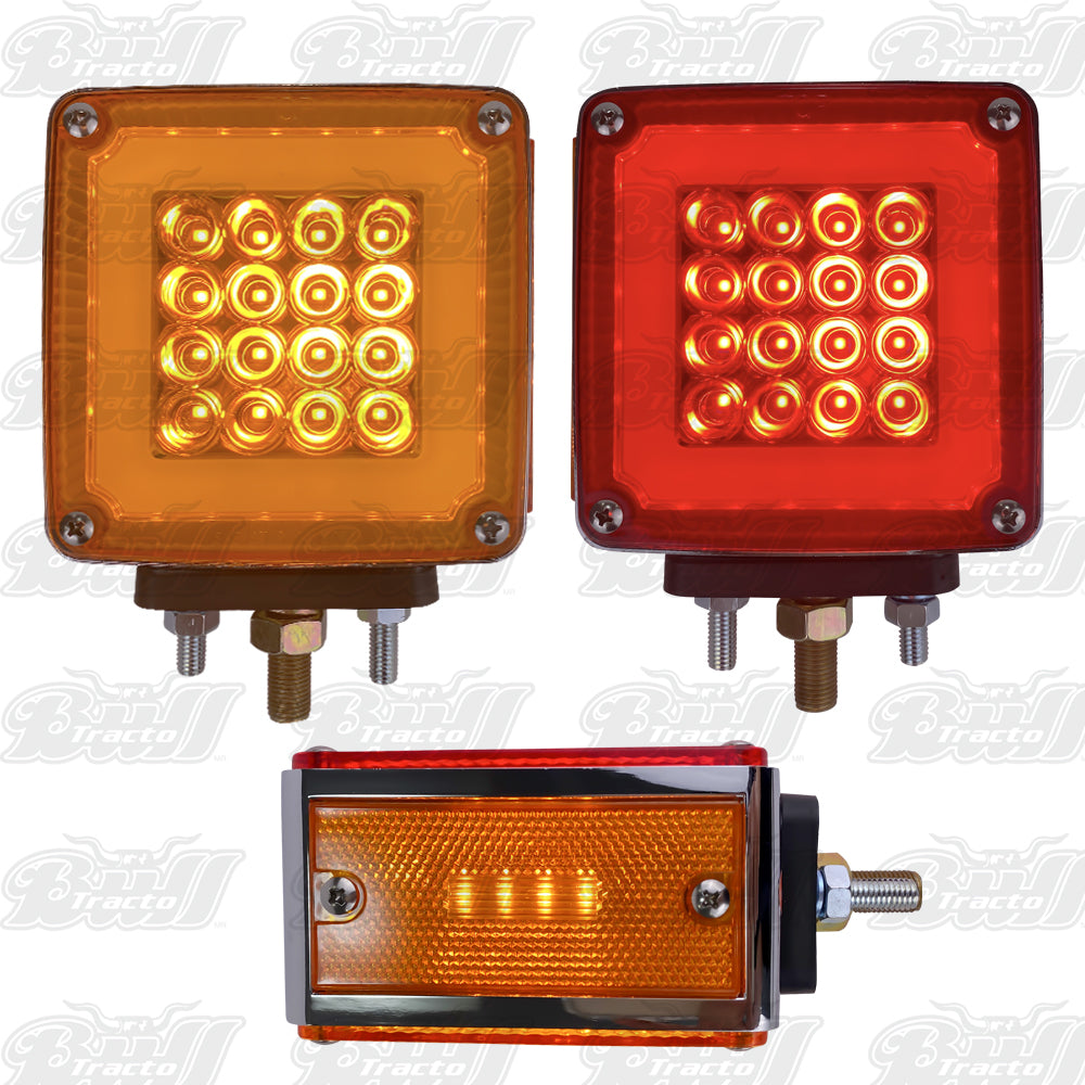Square Double Face Pearl LED Red/Amber Pedestal Light