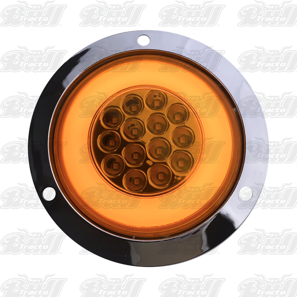 4" Round GLO Turn Signal LED Light W/ Chrome Bezel (Amber/ Amber)