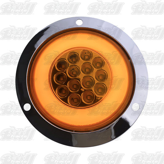 4" Round GLO Turn Signal LED Light W/ Chrome Bezel (Amber/ Amber)