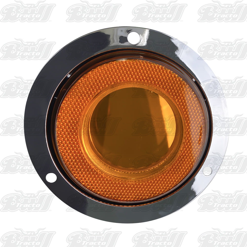 Amber Round LED Truck Marker Clearance Light Kit / Chrome Bezel