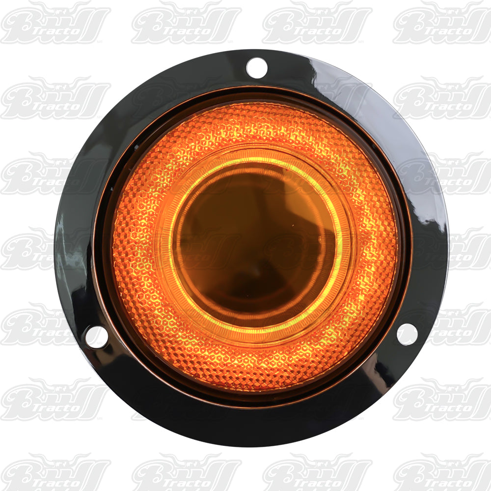 Amber Round LED Truck Marker Clearance Light Kit / Chrome Bezel