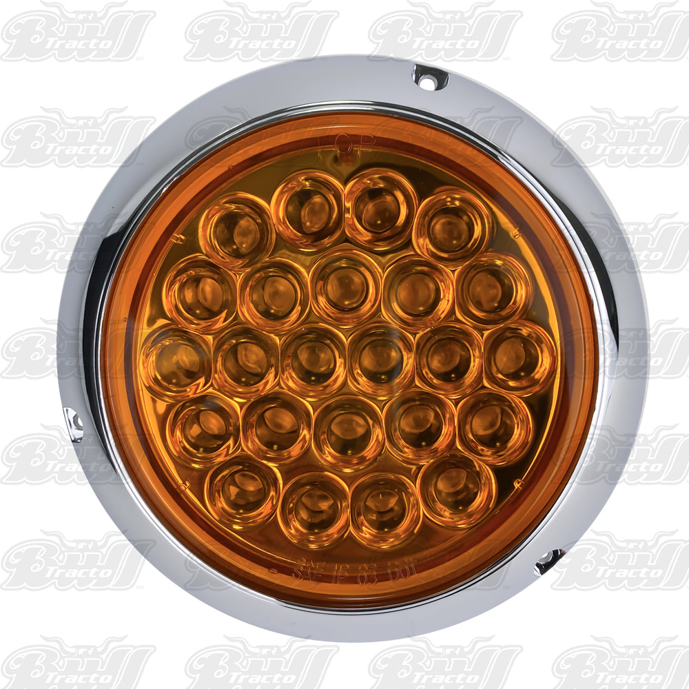Strobe Light, Round Amber in chrome bezel