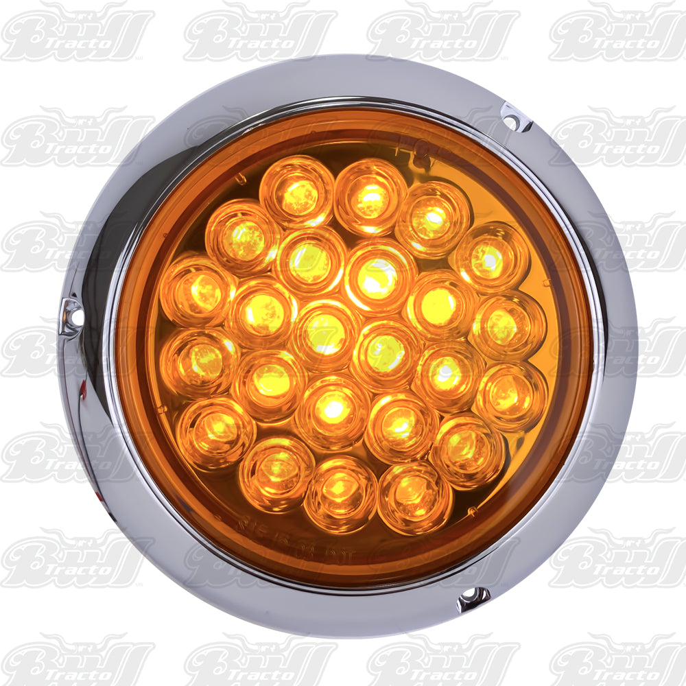 Strobe Light, Round Amber in chrome bezel