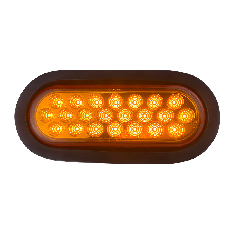 6"Oval Geometrical LED Light in Amber Lens W/Rubber Bezel