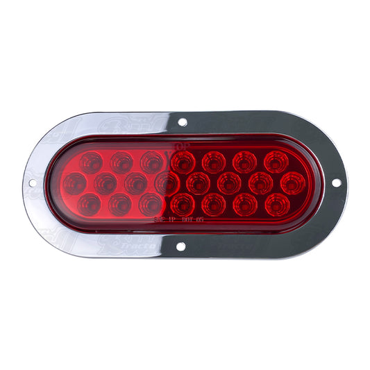 Oval Geometrical LED Light in Red W / Chrome Bezel