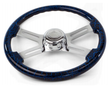 18' BLUE LIGHTNING DESIGN WOOD STEERING WHEEL WITH HUB