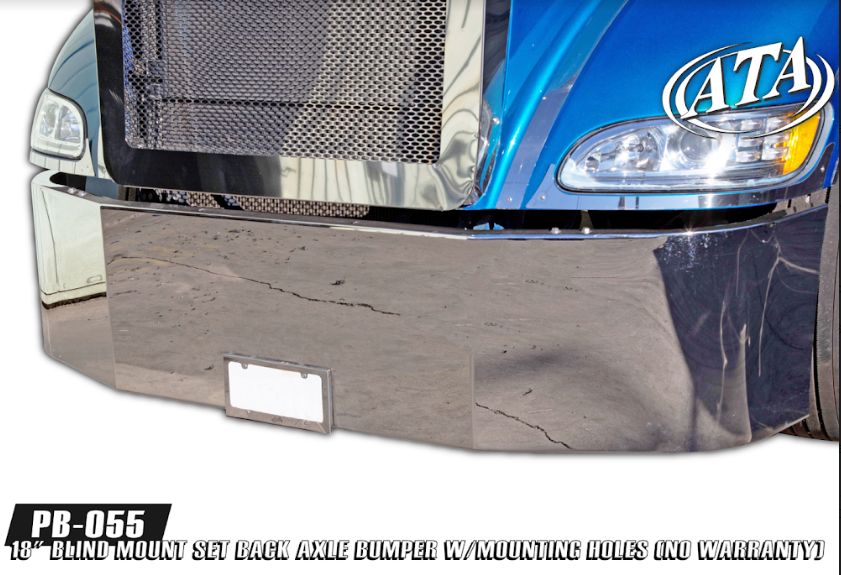 18" Peterbilt 384/386 BUMPER 2006-2009 Set Back Axle w/ Tow Holes Only Stainless Steel