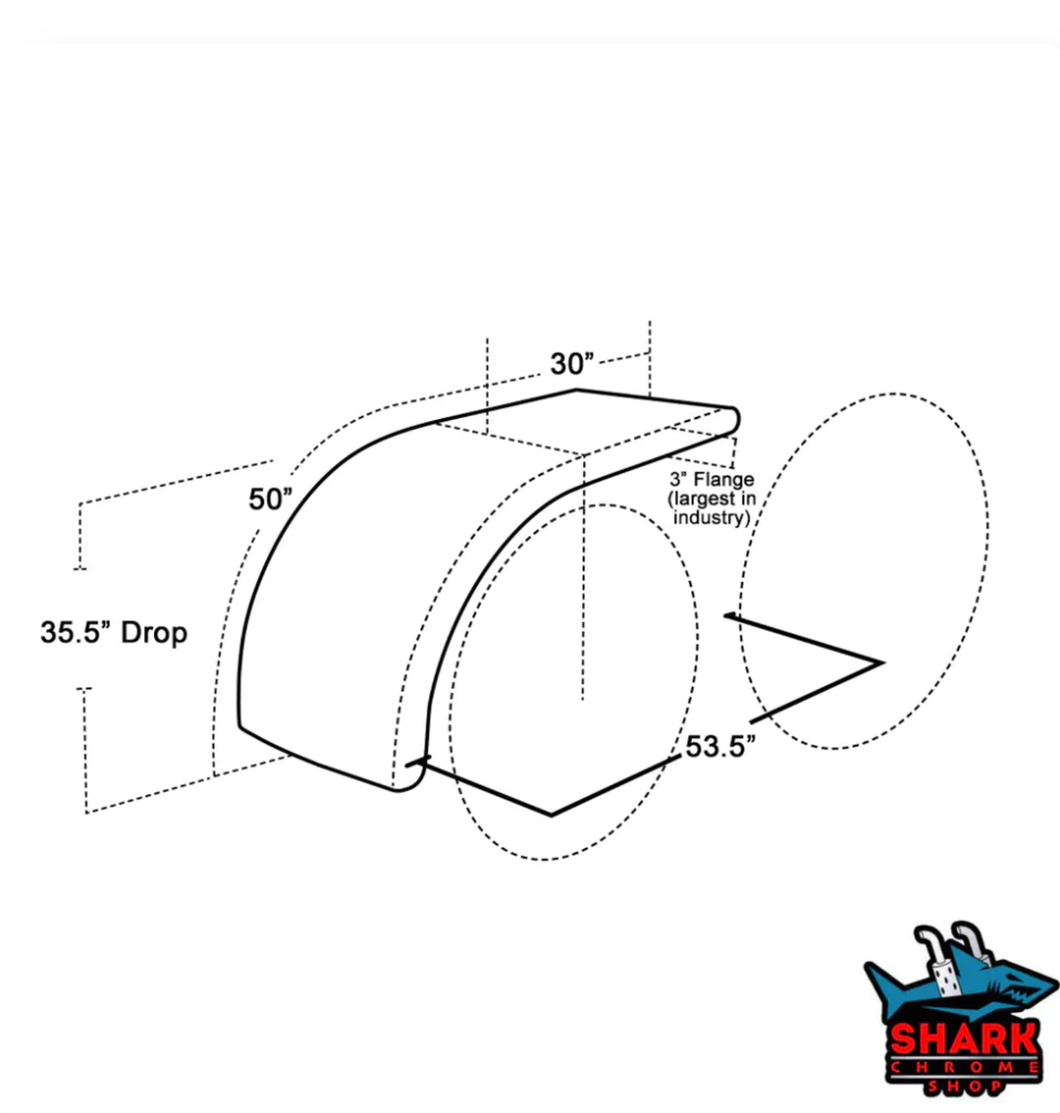 80" Stainless Steel Half Tandem Fender Pair 14G 304SS