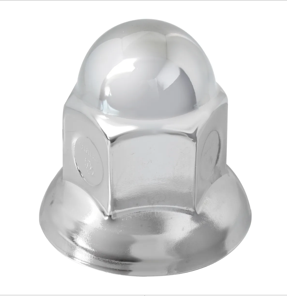 ACORN CHROME STEEL PUSH-ON LUG NUT COVER W/ FLANGE