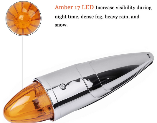 Cab Light Amber lens,Amber LED (Bullet Style)