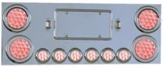 Stainless steel rear center panel with light included & license plate