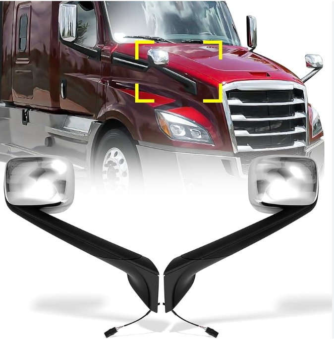 LED Chrome Hood Mirror Set for Freightliner Cascadia 08-17 Pair – East Truck Parts LED Chrome Hood Mirror Set for Freightliner Cascadia 08-17 Pair – East Truck Parts