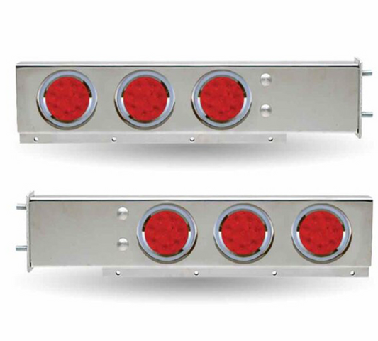 30" SS Mud Flap Hangers 2 1/2" Bolt S. 4" -12 Red Led's