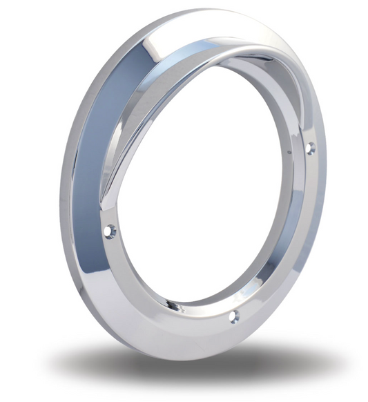Screw On Round Bezel with Visor & Lip – Chrome ABS Plastic